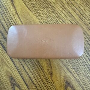 Fossil Sunglasses /Eyeglass Hard Case Only Brown Faux Leather Clamshell w/ Cloth